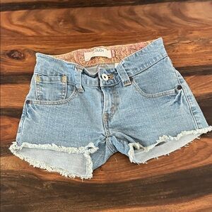 Levi's Light Blue Frayed Jean Shorts